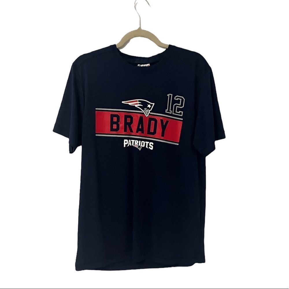 🟢NFL Team Apparel New England Patriot's Tom Brady 12 Blue T Shirt Size M